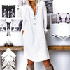 Fashion Autumn Lapel Neck Long Shirt Dress ZANZEA Women Long Sleeve Buttons Cotton Linen Sundress Casual Loose Work OL Vestido