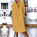 Fashion Autumn Lapel Neck Long Shirt Dress ZANZEA Women Long Sleeve Buttons Cotton Linen Sundress Casual Loose Work OL Vestido