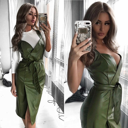 Sexy v Neck Autumn Long Sleeve Women Dress Ladies Sashes Button Casual Office Dress 2019 New Fashion Women Midi Dress Vintage