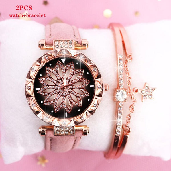 2019 New brand Starry Sky Women Watch Fashion Elegant Magnet Buckle Vibrato Purple Gold Ladies Wristwatch Luxury Women Watches