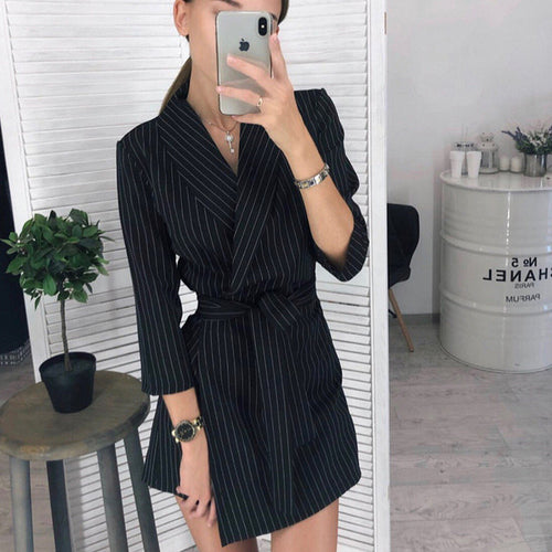 Women Vintage Sashes A-line Party Mini Dress Long Sleeve Notched Collar Solid Casual Elegant Dress2020 Summer New Fashion Dress