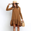 Women Autumn Dress Fashion Polka Dot Chiffon Dress Long Sleeve O Neck Ruffle Female Casual Yellow Dress 2020 Retro Vestido Mujer