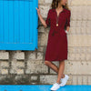 Fashion Turn-down Collar Party Shirt Dress Women Solid Three Quarter Sleeve Spring Summer Dress Plus Size Casual Vestidos Robe