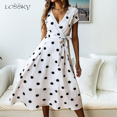 Women Autumn Dress Fashion Polka Dot Chiffon Dress Long Sleeve O Neck Ruffle Female Casual Yellow Dress 2020 Retro Vestido Mujer